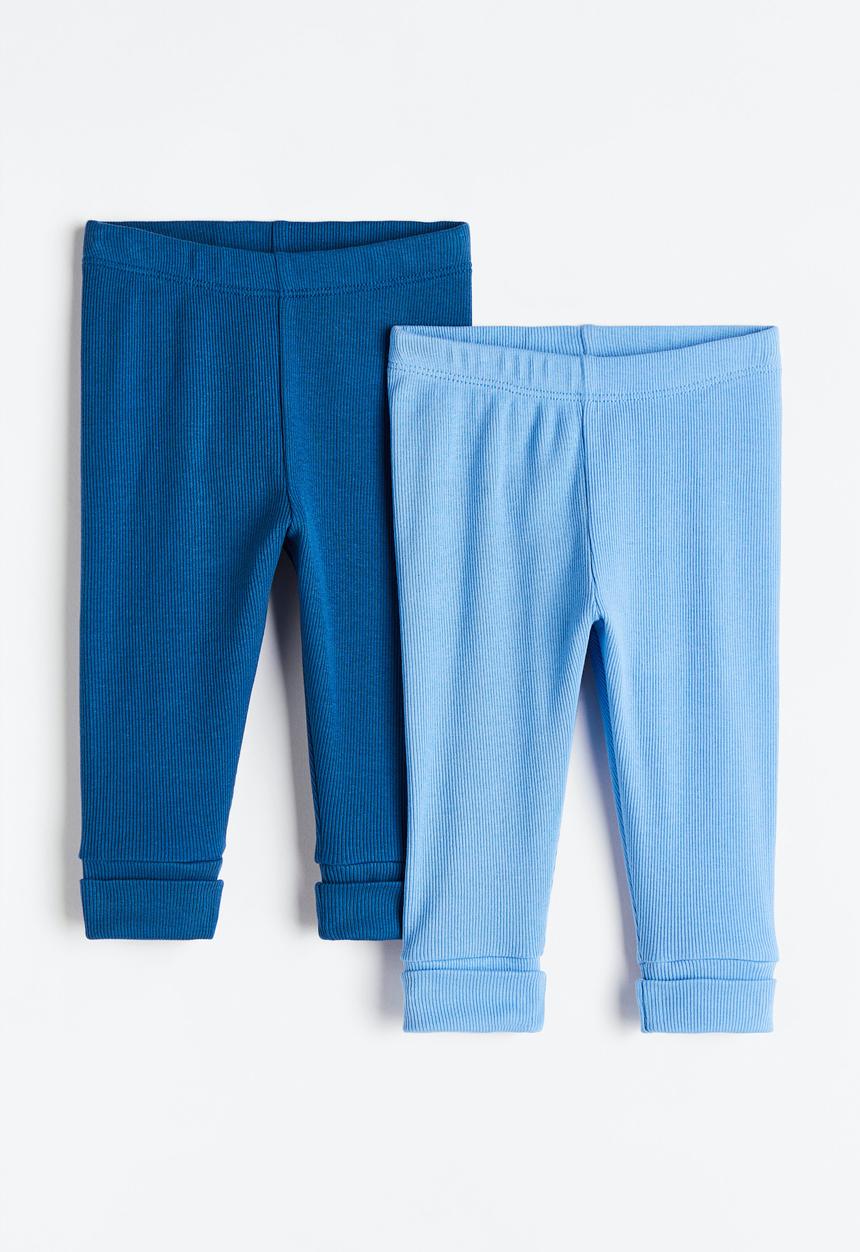 H&M - 2-pack adjustable-fit leggings - blue/dark blue