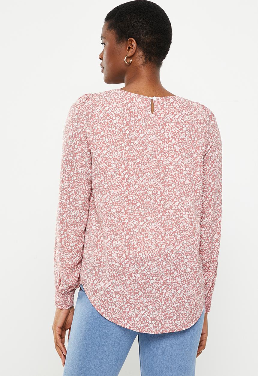 Stella Morgan - Long sleeve ditsy floral blouse - powder pink 