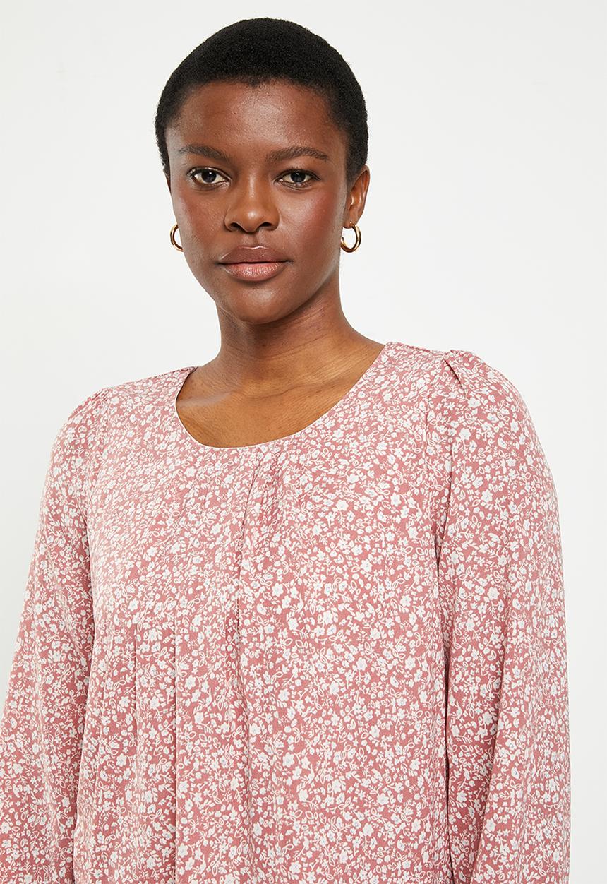 Stella Morgan - Long sleeve ditsy floral blouse - powder pink 