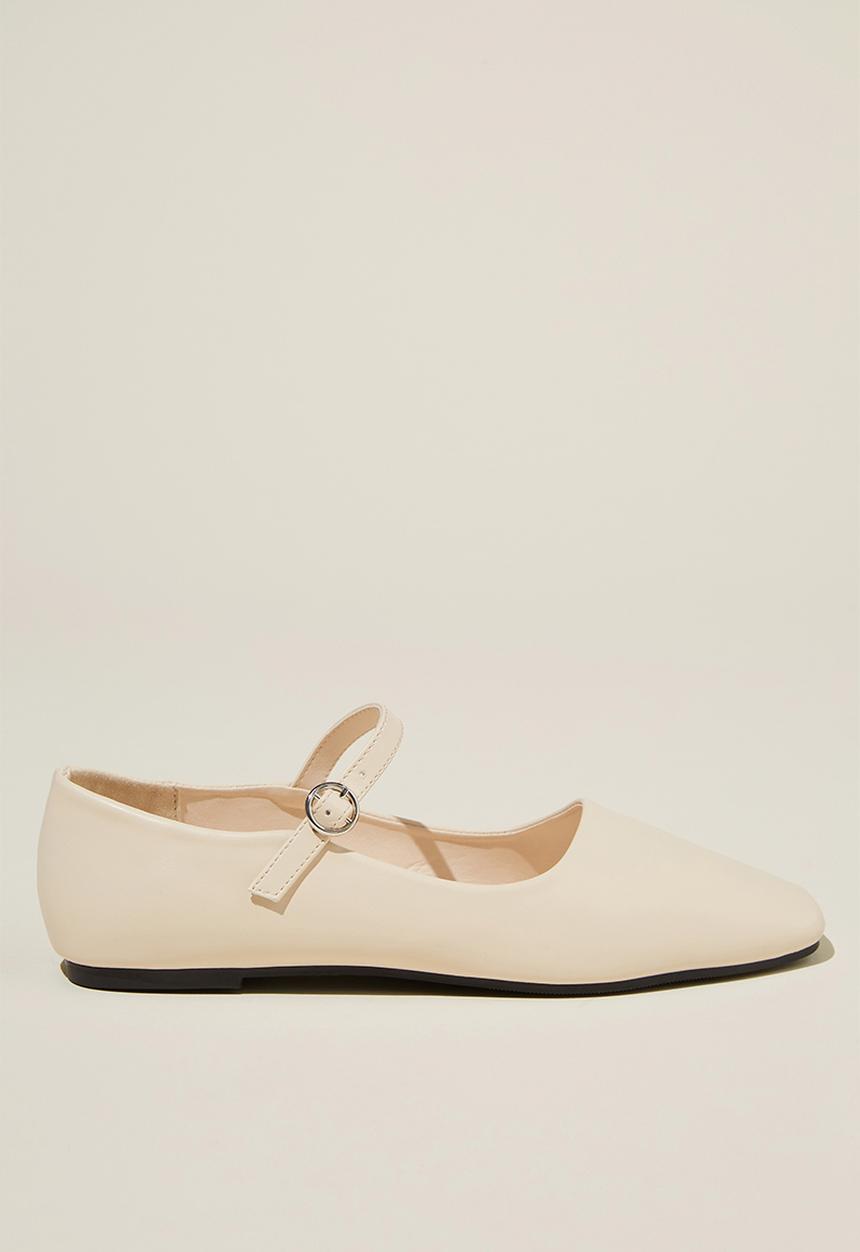 Cotton On - Mary Jane Ballet - Ivory Vegan Leather