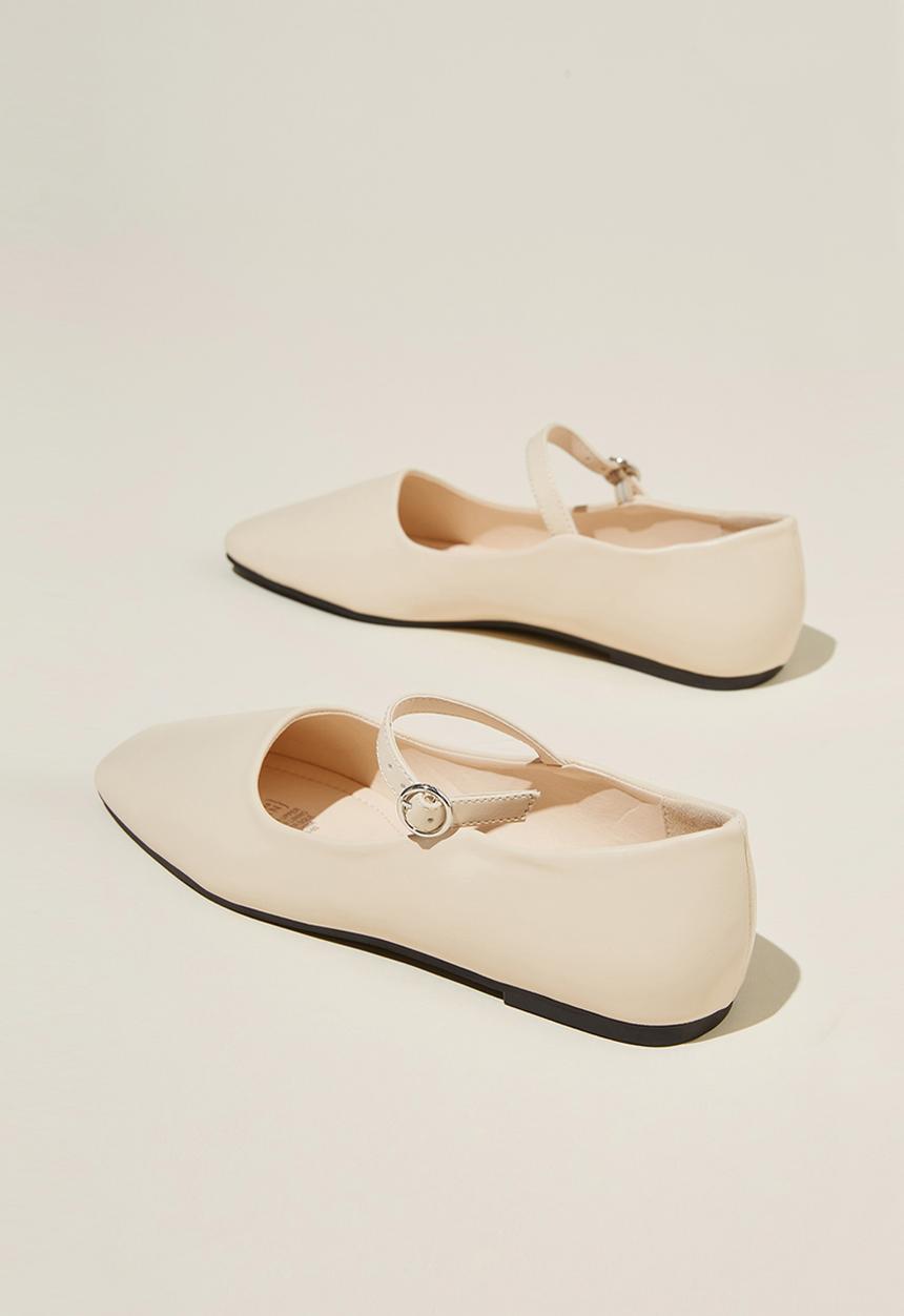 Cotton On - Mary Jane Ballet - Ivory Vegan Leather