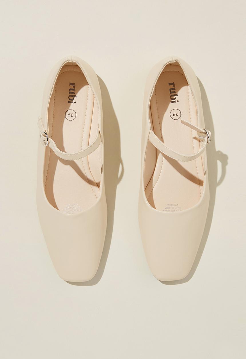 Cotton On - Mary Jane Ballet - Ivory Vegan Leather