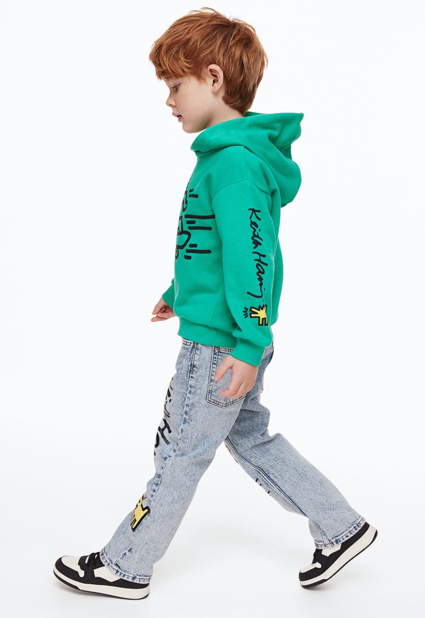 H&M - Loose fit jeans - light denim blue/keith haring