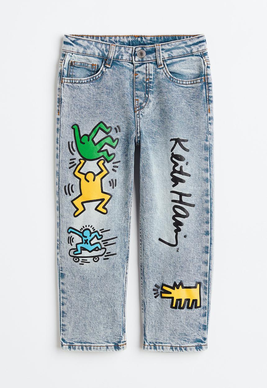 H&M - Loose fit jeans - light denim blue/keith haring