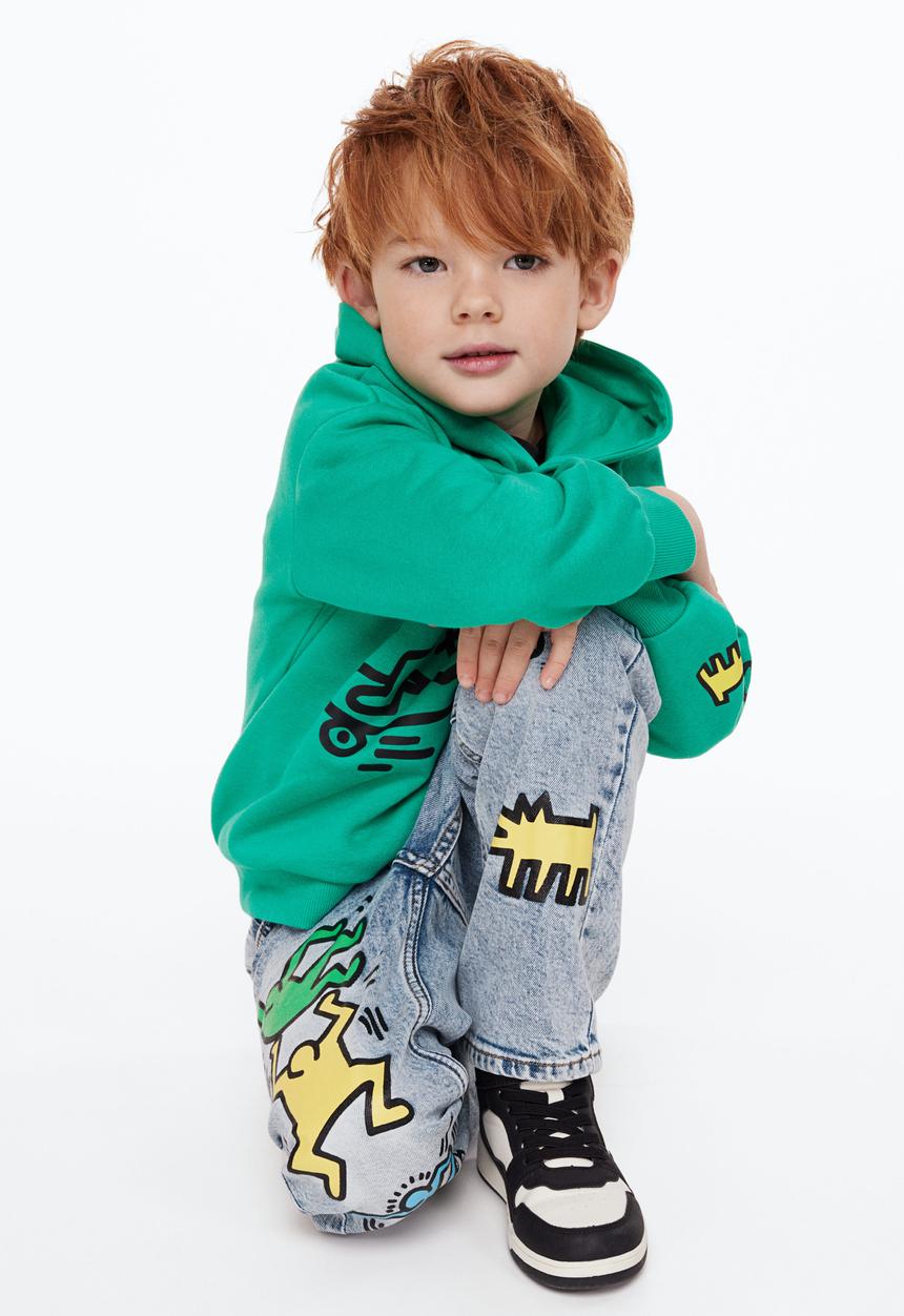 H&M - Loose fit jeans - light denim blue/keith haring