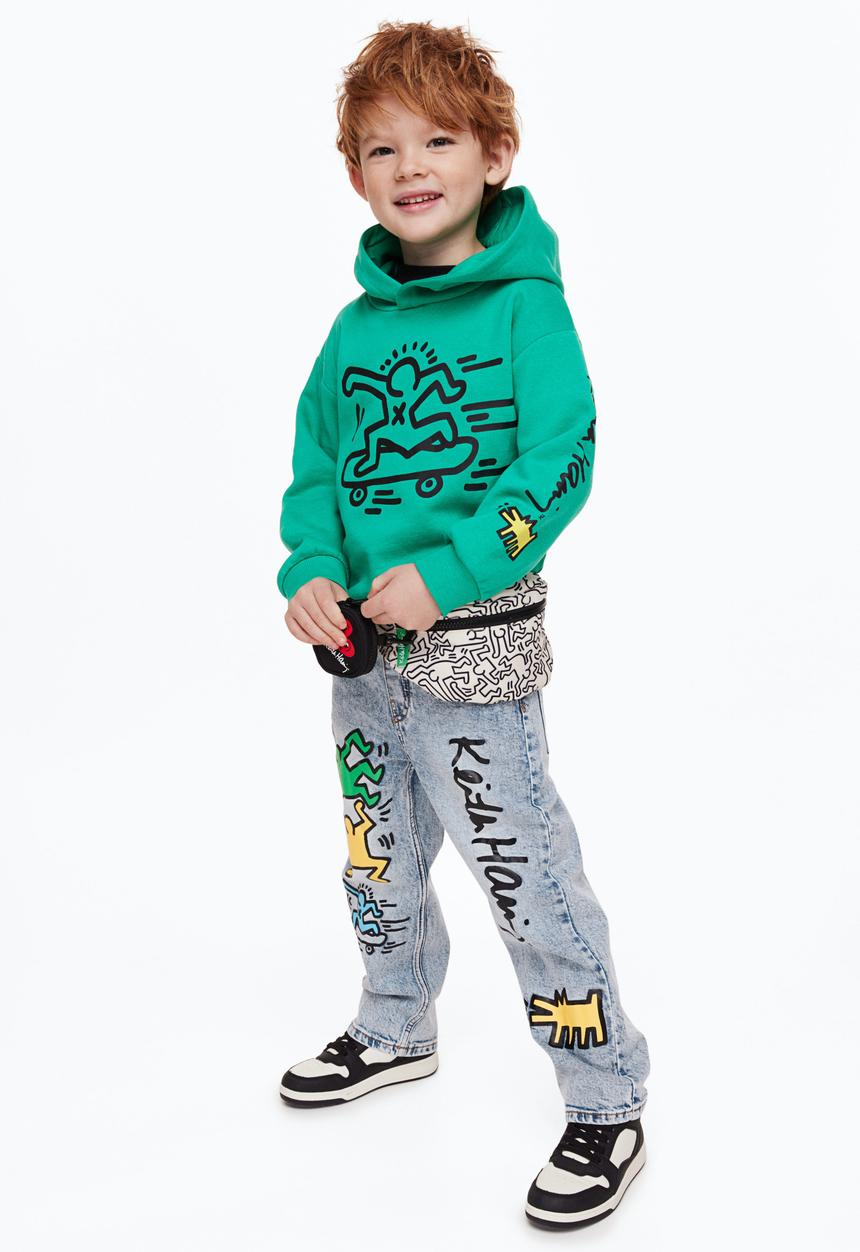 H&M - Loose fit jeans - light denim blue/keith haring