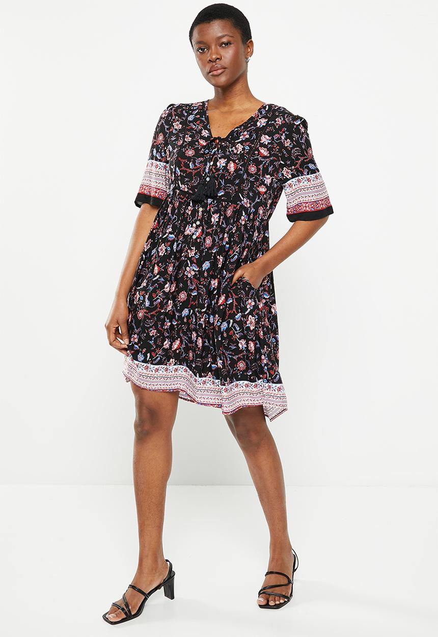 Stella Morgan - Floral border printed dress - multi black