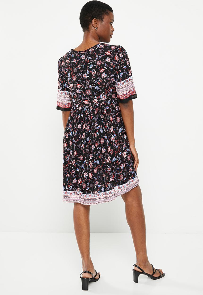 Stella Morgan - Floral border printed dress - multi black