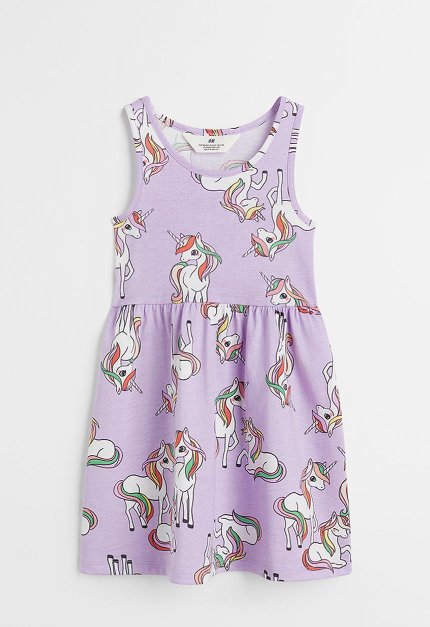 H&M - Patterned jersey dress -  light purple/unicorns