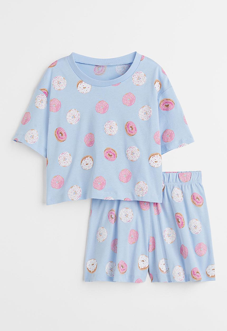 H&M - Cotton pyjamas -  light blue/doughnuts 