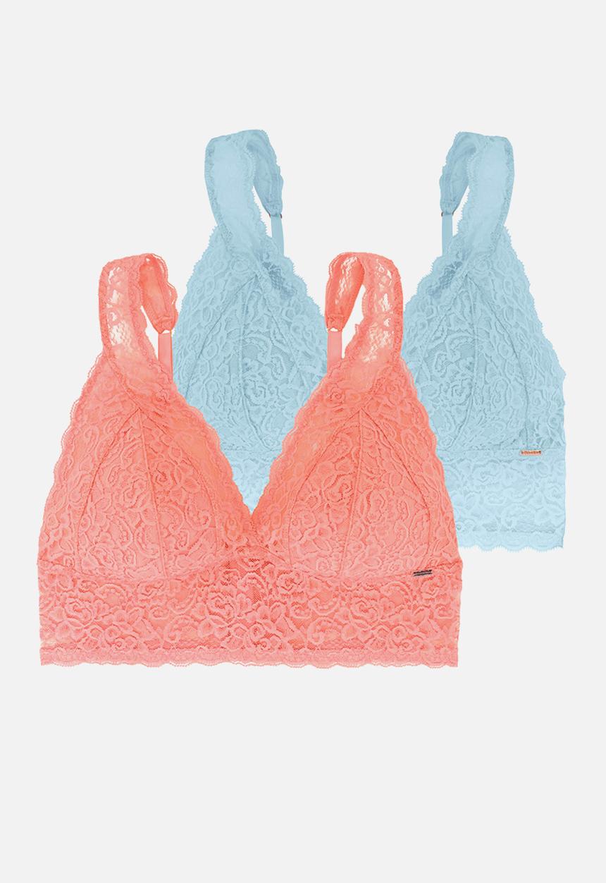 DORINA - Plus lana 2 pack light padded bralette - coral & blue