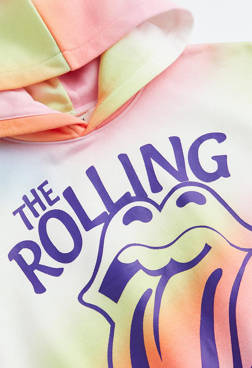 H&M - Oversized printed hoodie - orange/the rolling stones
