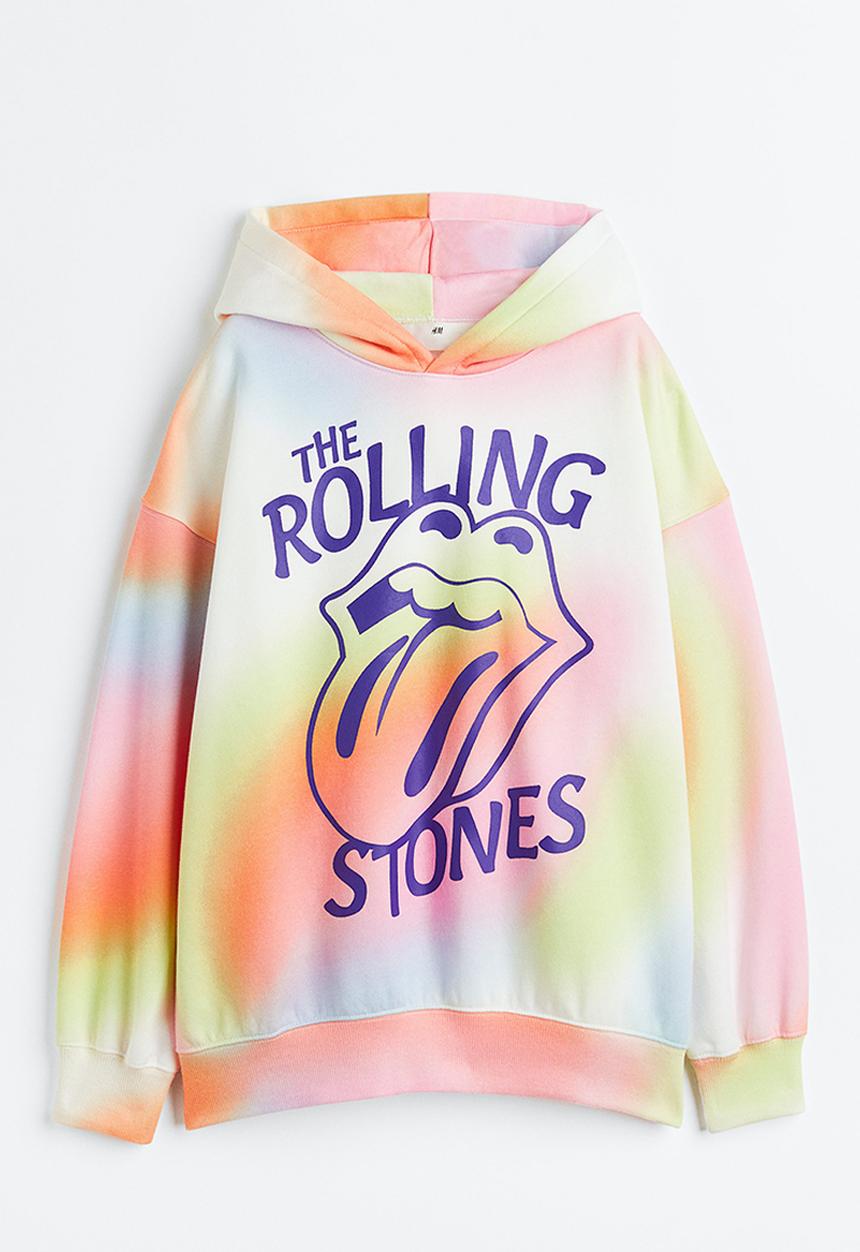 H&M - Oversized printed hoodie - orange/the rolling stones