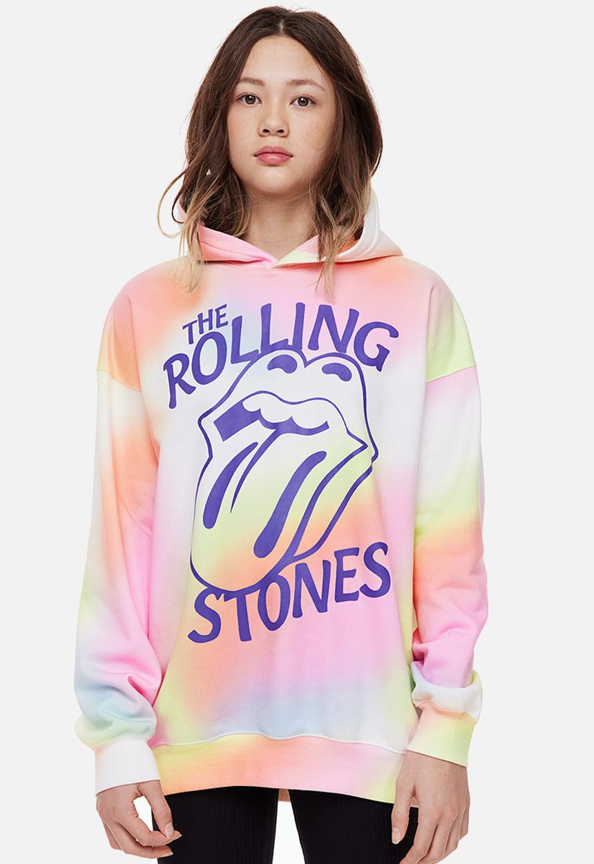 H&M - Oversized printed hoodie - orange/the rolling stones