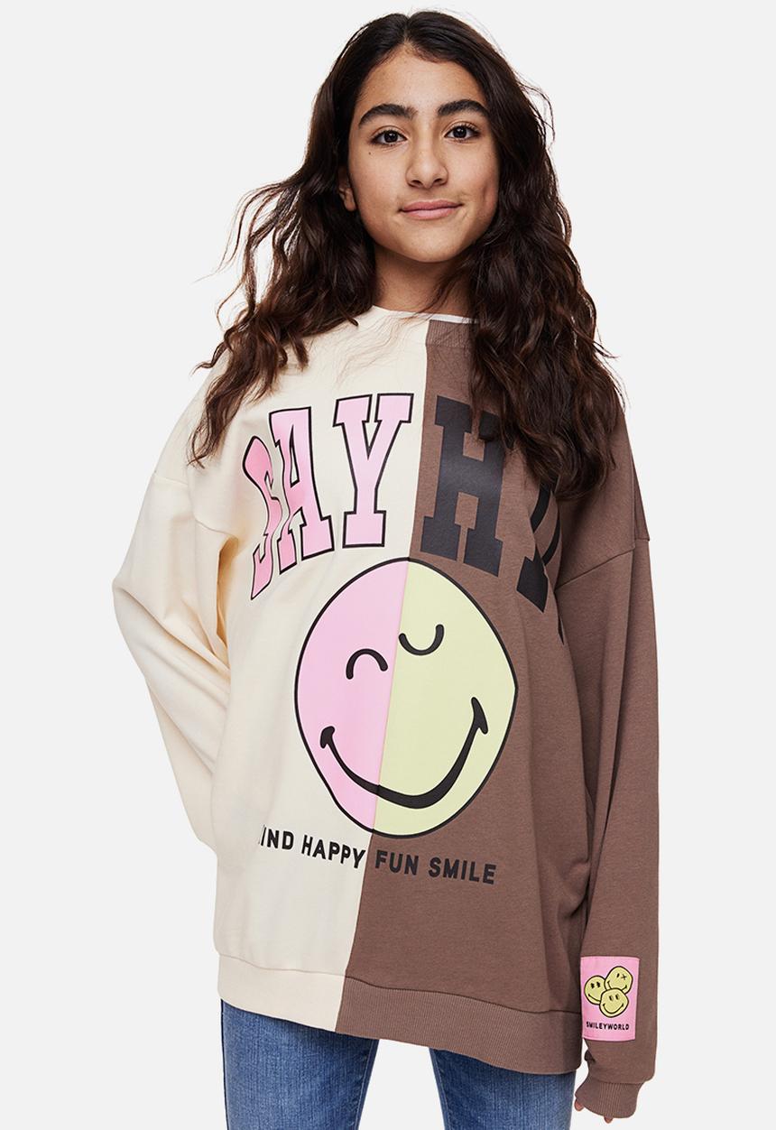 H&M - Oversized printed sweatshirt - cream/smileyworld®