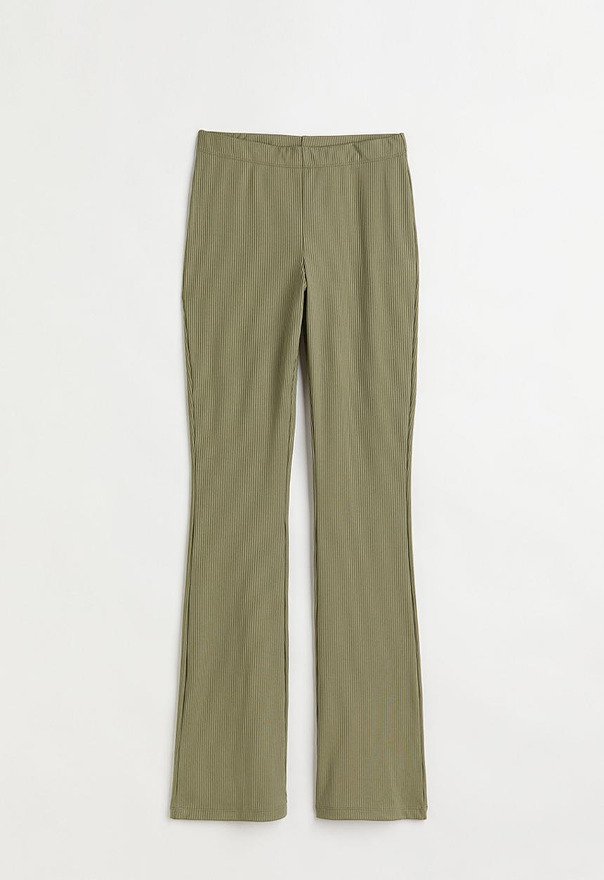 H&M - Ribbed jazz trousers - khaki green 