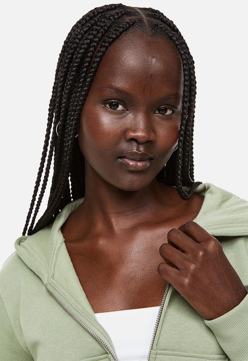 H&M - Cropped zip-through hoodie - green
