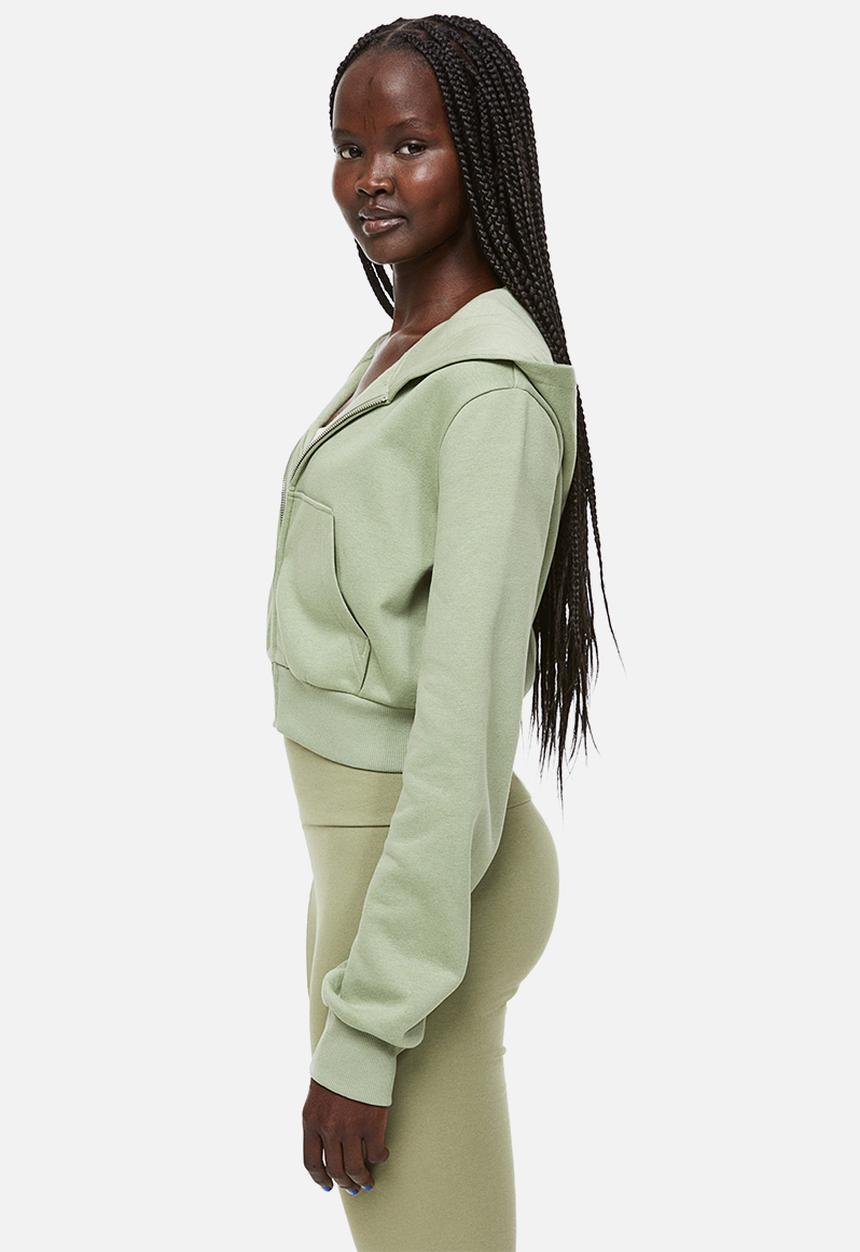 H&M - Cropped zip-through hoodie - green