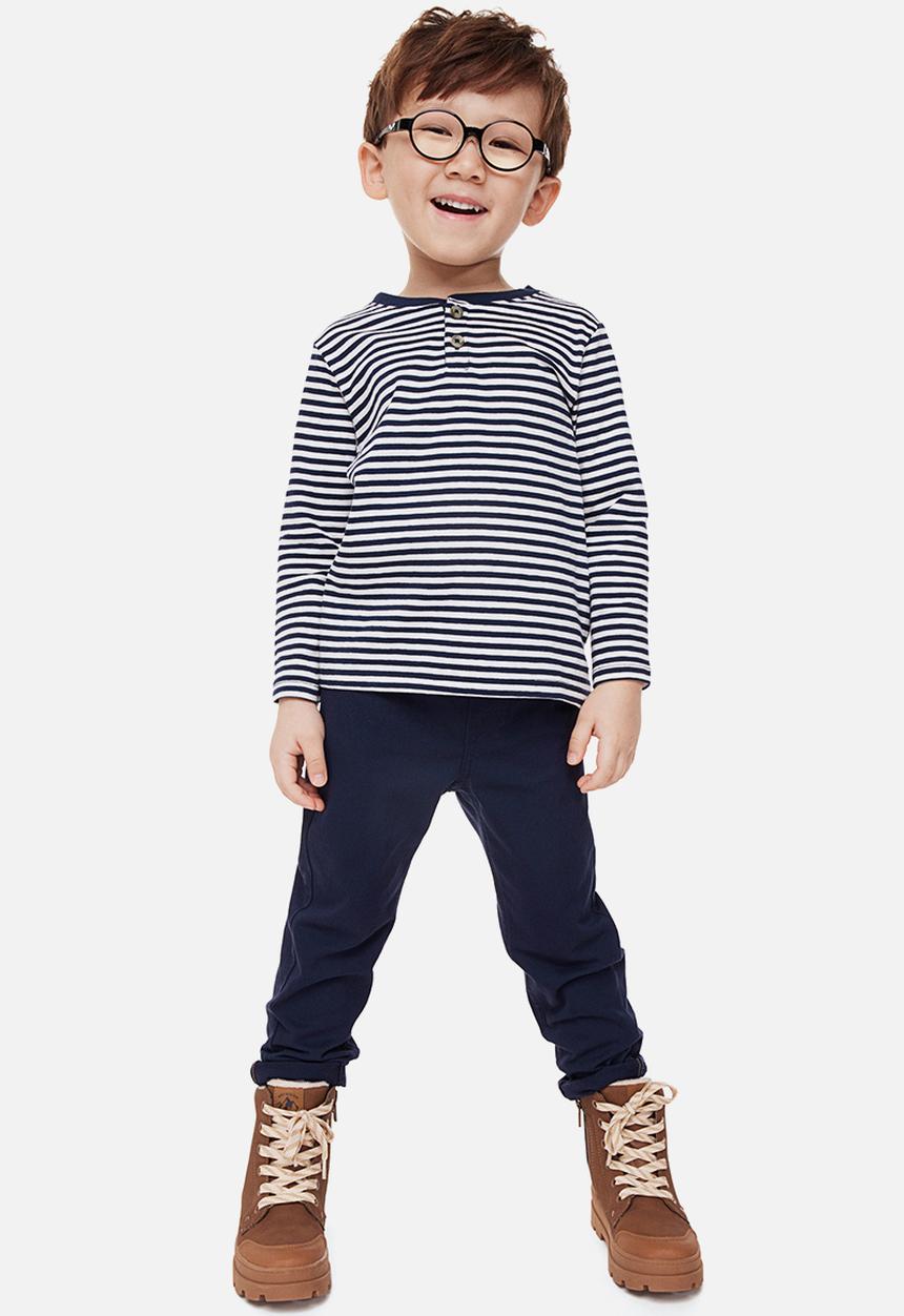H&M - Relaxed tapered fit trousers - dark blue 