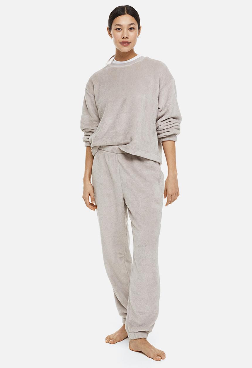 H&M - Fleece pyjamas - light greige