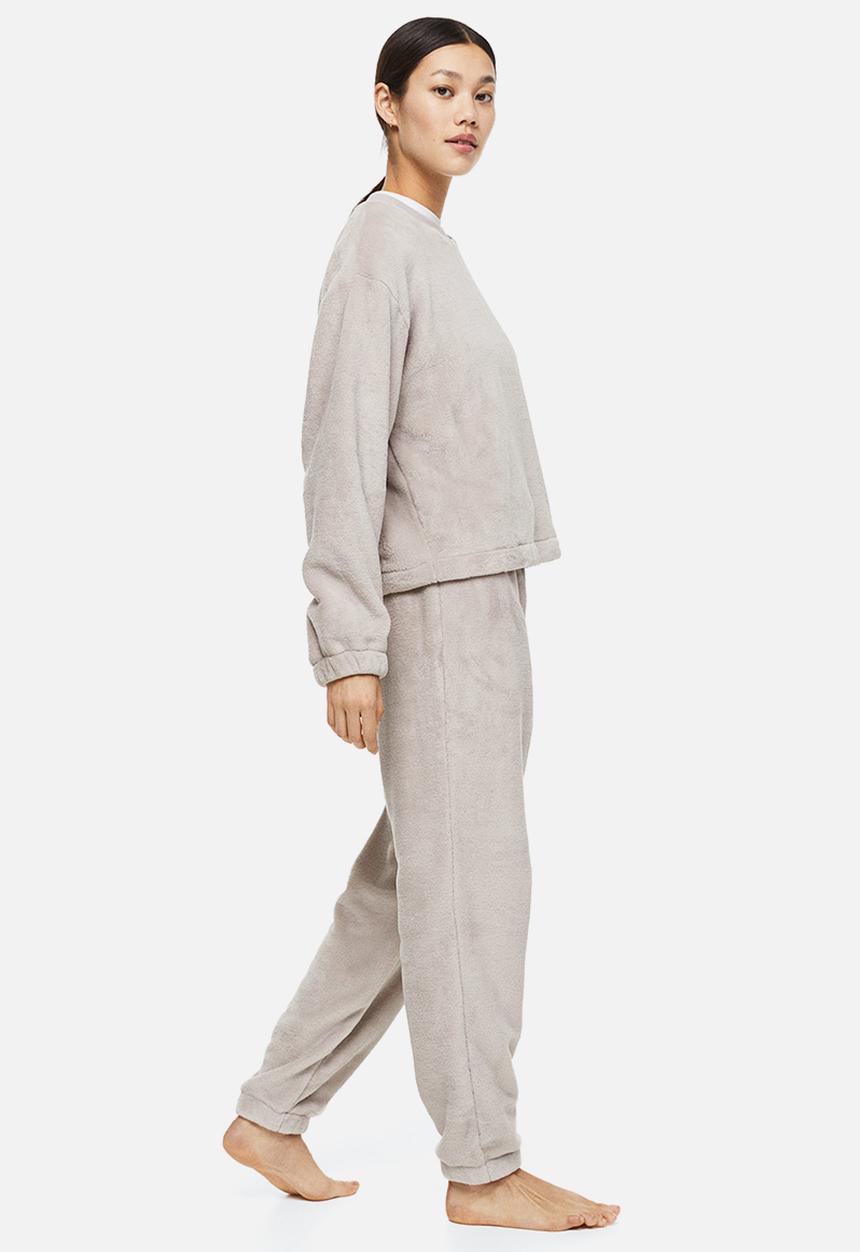 H&M - Fleece pyjamas - light greige