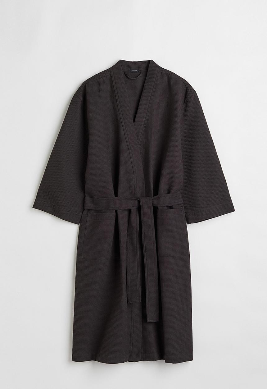 H&M - Waffled dressing gown - charcoal grey