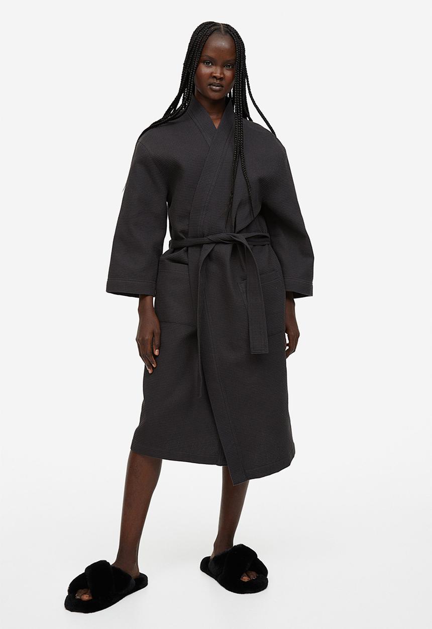 H&M - Waffled dressing gown - charcoal grey