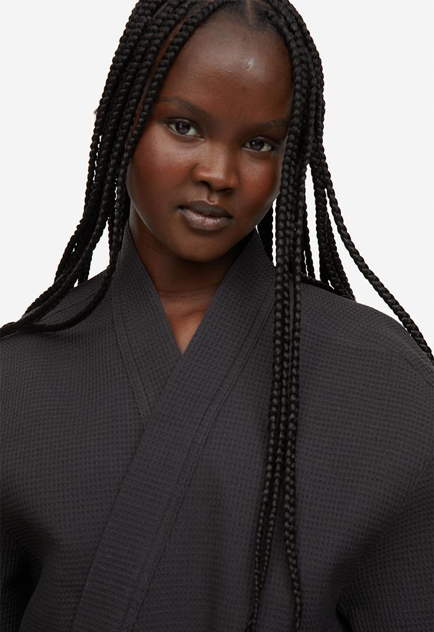 H&M - Waffled dressing gown - charcoal grey