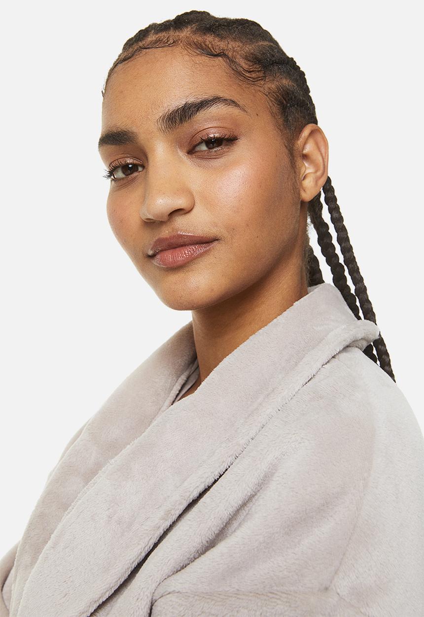 H&M - Fleece dressing gown - light greige 