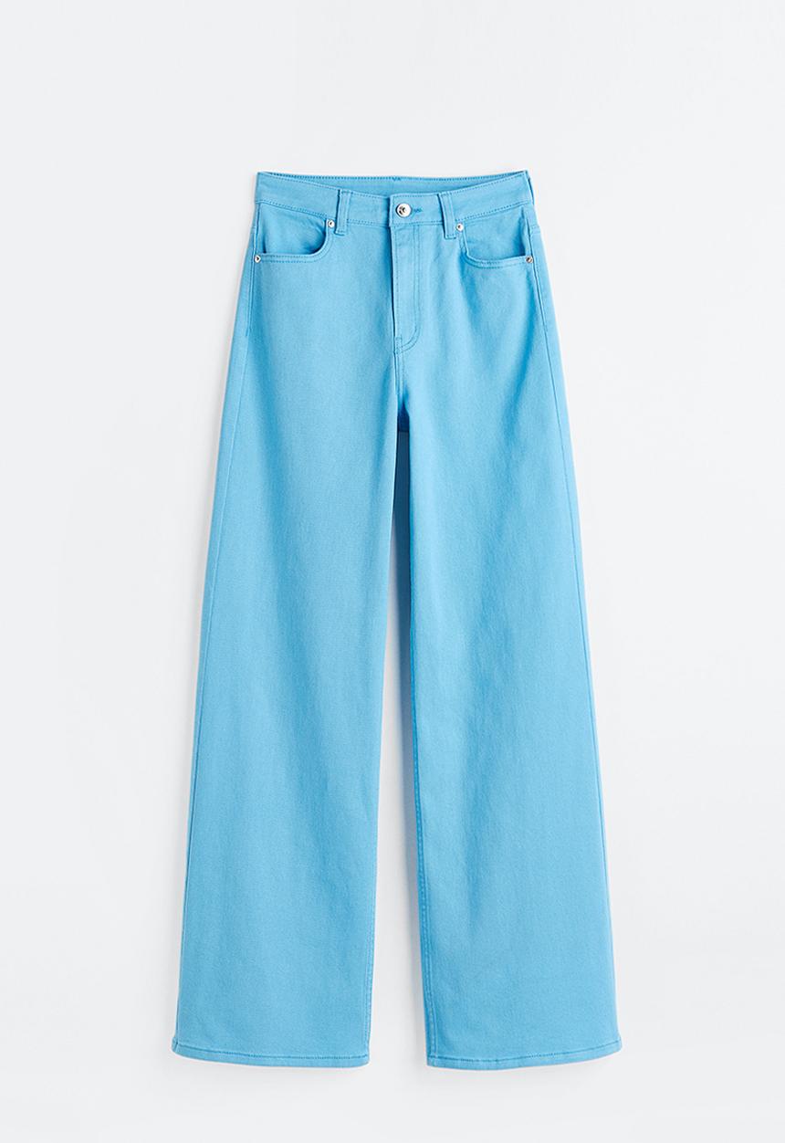 H&M - Wide twill trousers - sky blue 