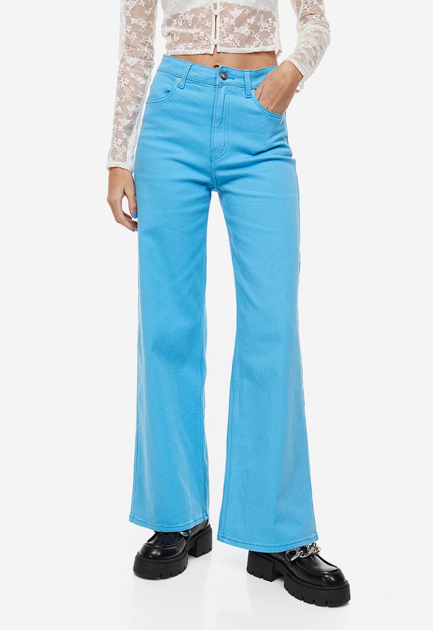 H&M - Wide twill trousers - sky blue 