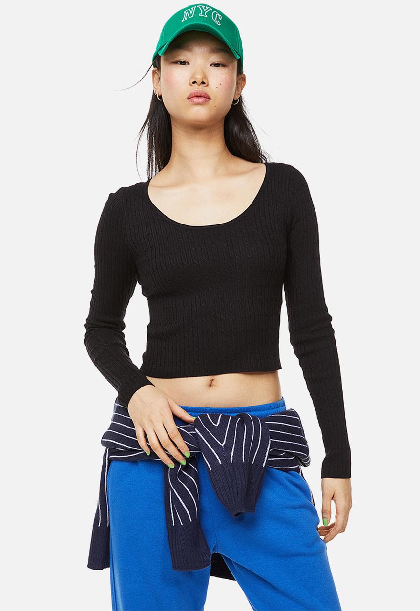H&M - Knitted top - black
