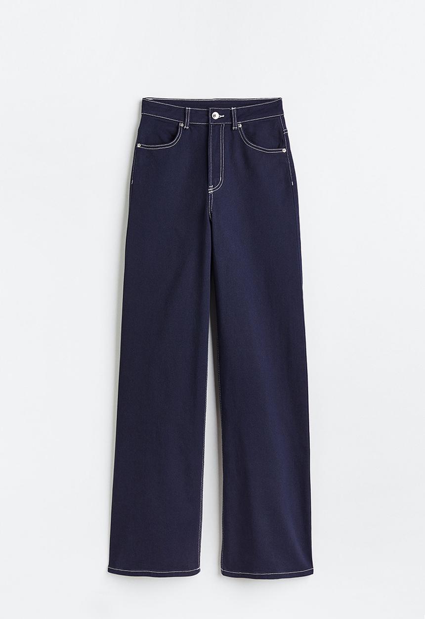 H&M - Wide twill trousers - dark blue 