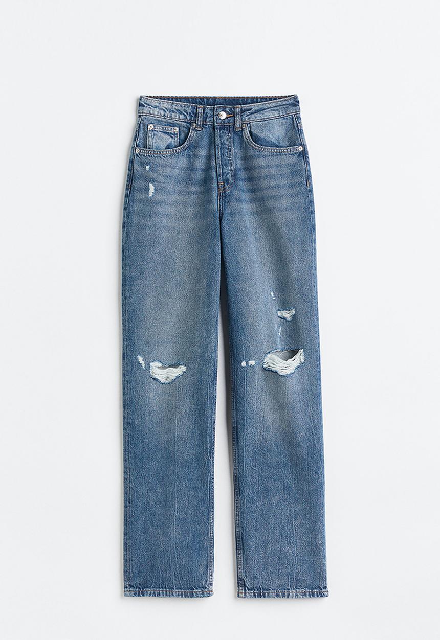 H&M - 90s straight trousers - denim blue 