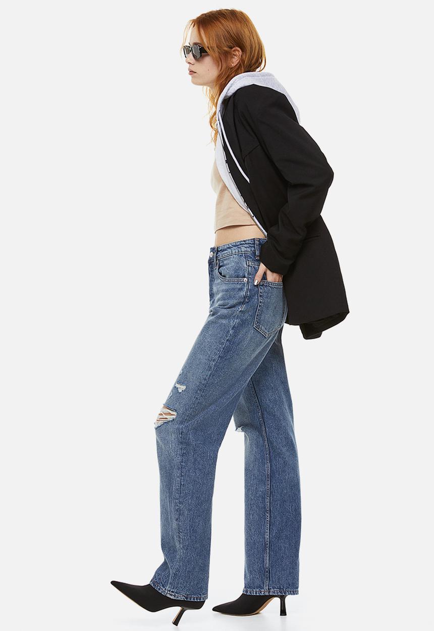 H&M - 90s straight trousers - denim blue 