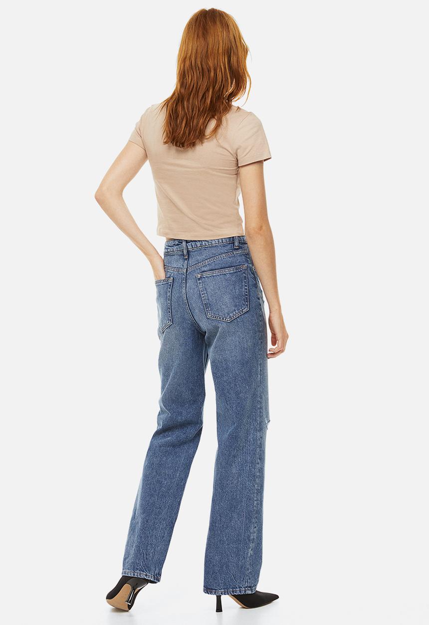 H&M - 90s straight trousers - denim blue 