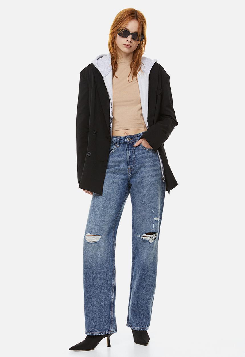 H&M - 90s straight trousers - denim blue 