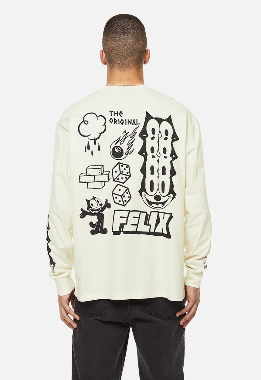 H&M - Relaxed fit printed jersey top - cream/felix the cat