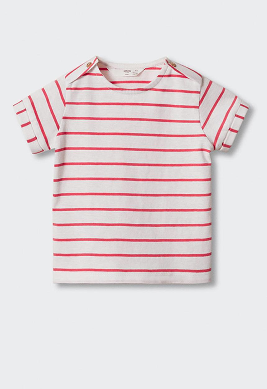 MANGO - T-shirt marine - coral
