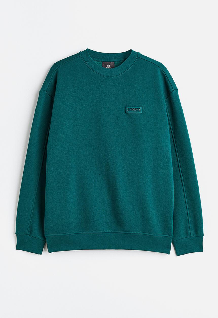 H&M - Relaxed fit appliquéd sweatshirt - dark turquoise 