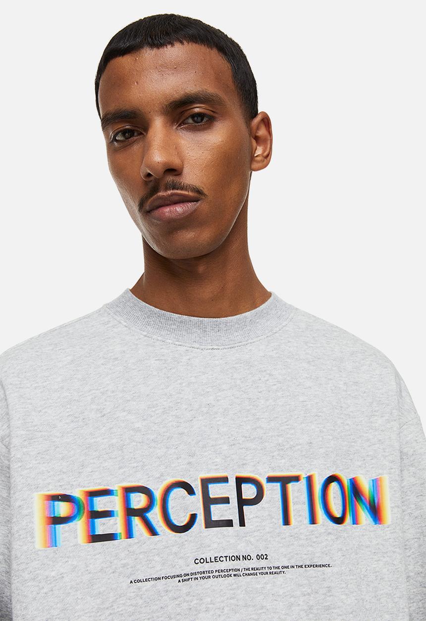 H&M - Relaxed fit printed sweatshirt - light grey marl/perception