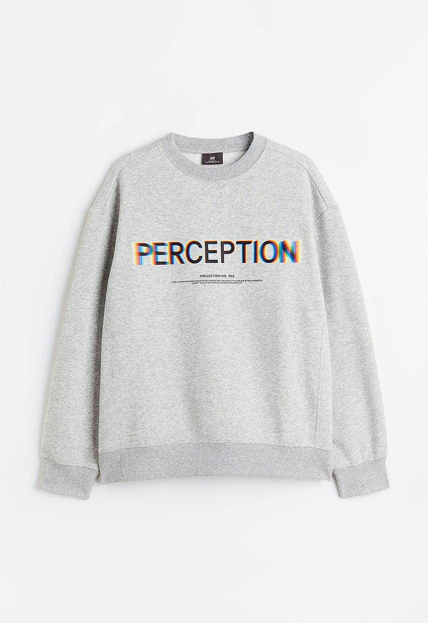 H&M - Relaxed fit printed sweatshirt - light grey marl/perception