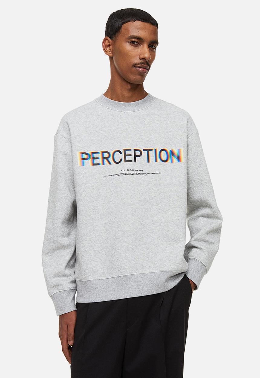 H&M - Relaxed fit printed sweatshirt - light grey marl/perception