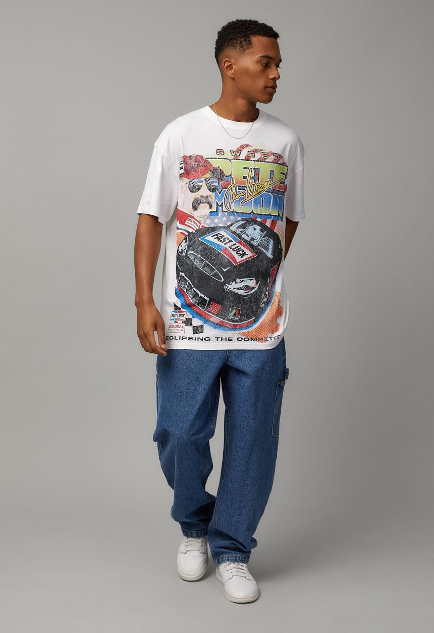 Factorie - Oversized moto T-shirt - white/sweet pete moon