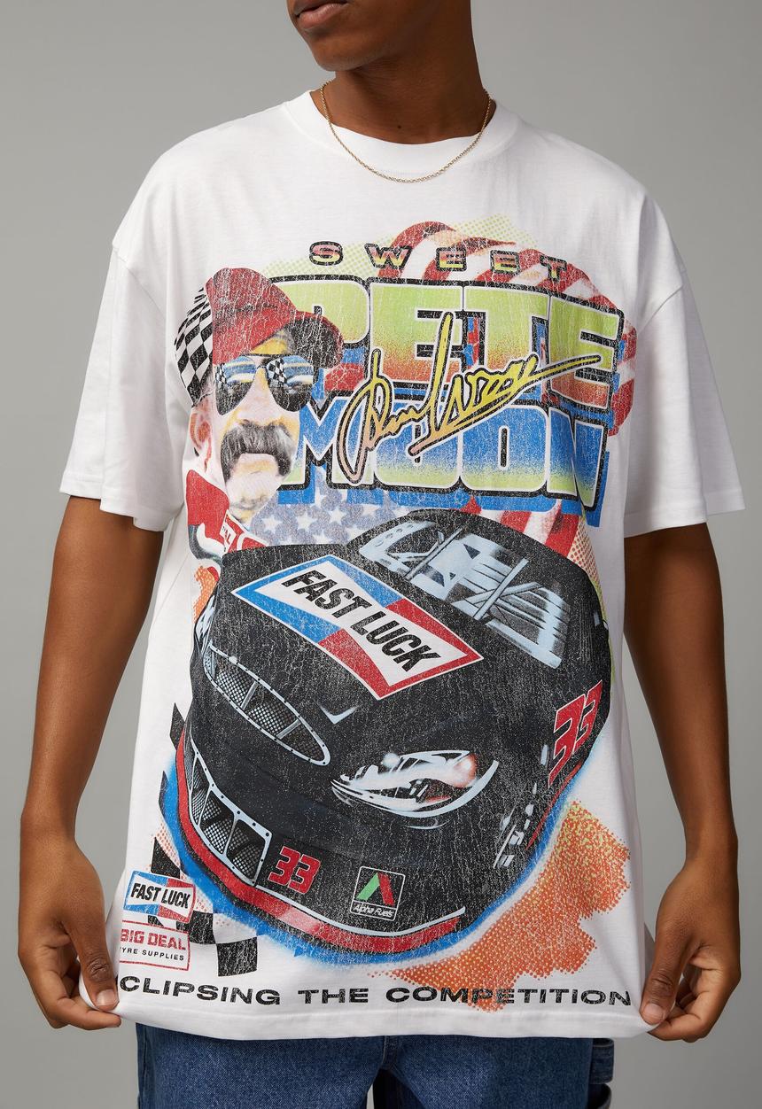 Factorie - Oversized moto T-shirt - white/sweet pete moon