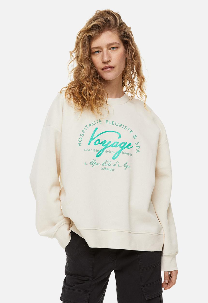 H&M - Crew-neck sweatshirt - cream/voyage