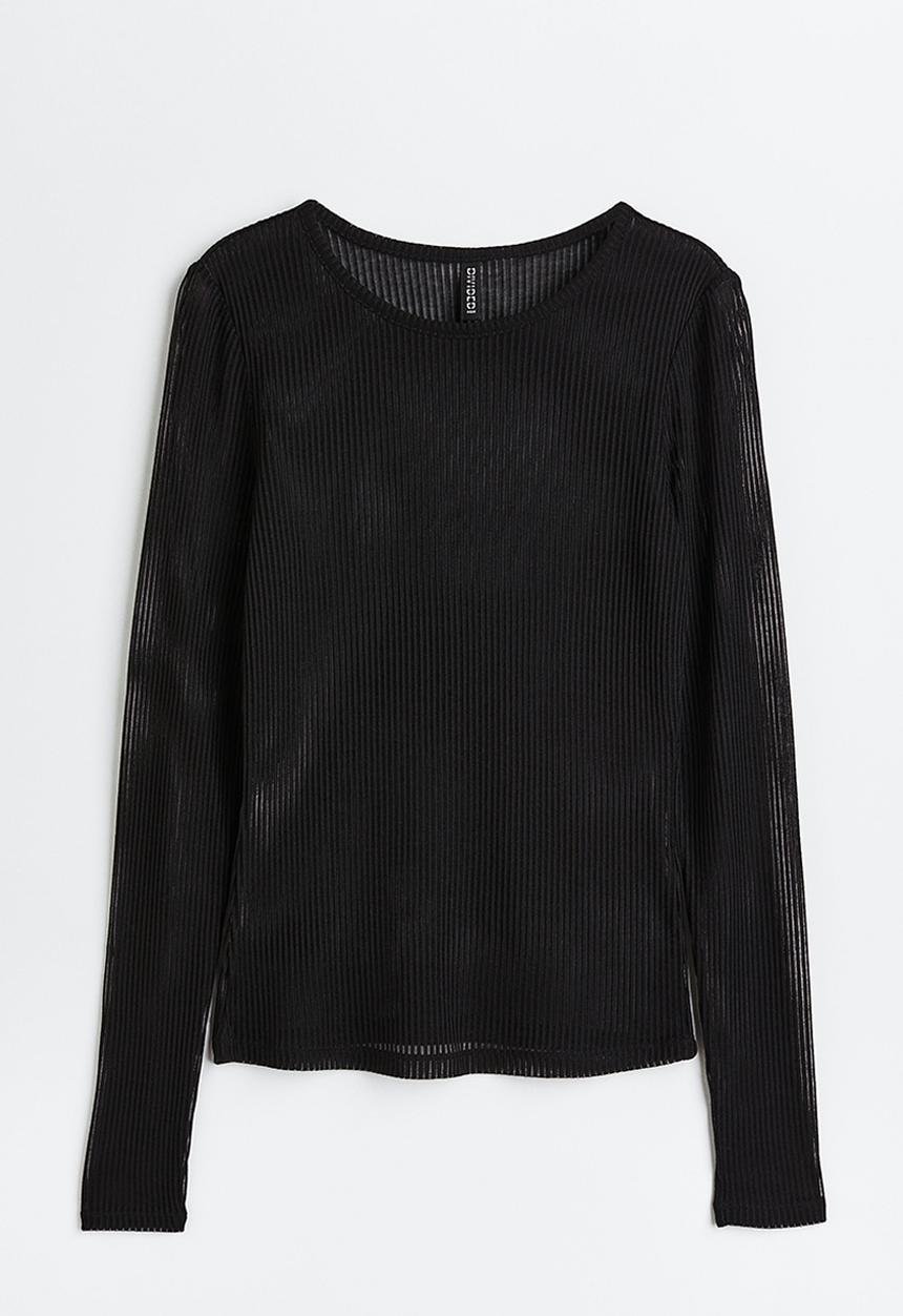 H&M - Sheer ribbed top - black