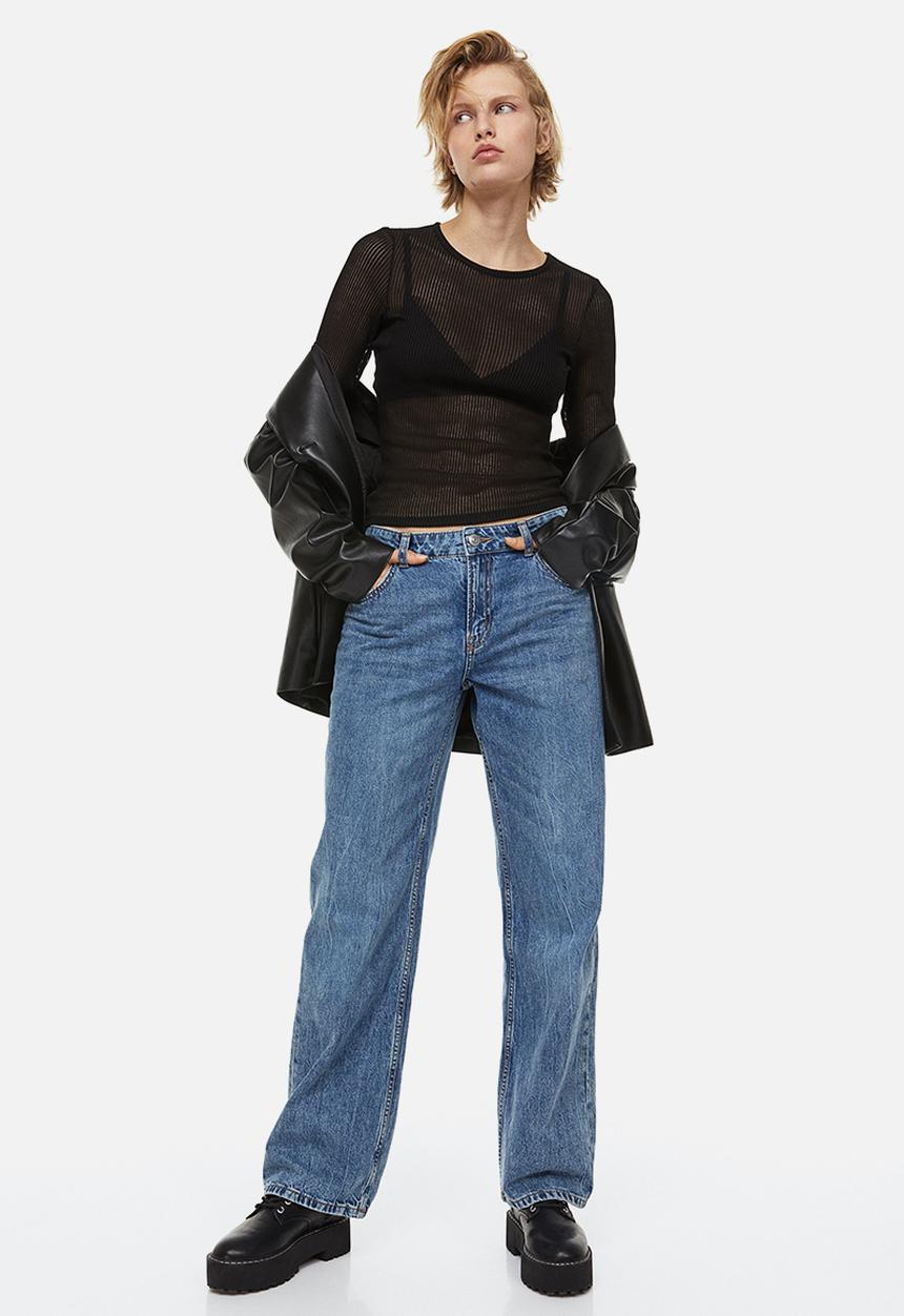 H&M - Sheer ribbed top - black
