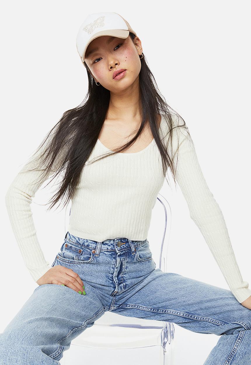 H&M - Knitted top - cream