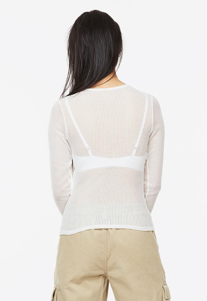 H&M - Sheer ribbed top - white